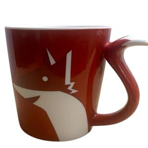 NEW Starbucks 2012 Red Fox Tail Handle Bone China Coffee Cup 10 Oz Collectible